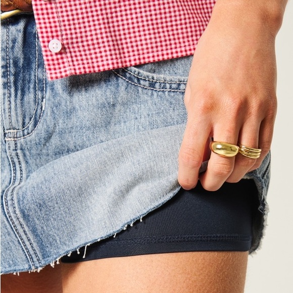 Hollister Low-Rise Star Embroidered Denim Mini Skort NWT - Picture 5 of 11